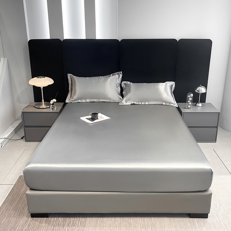 Class a Washed Silk Summer Pure Color Bed Sheet Mattress Protector Three-Piece Pillowcase Single and Double Bed Cover Bed Sheet