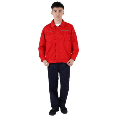 定制裕泉工装防静电工作服春秋长袖反光条电工服套装定制LOGO