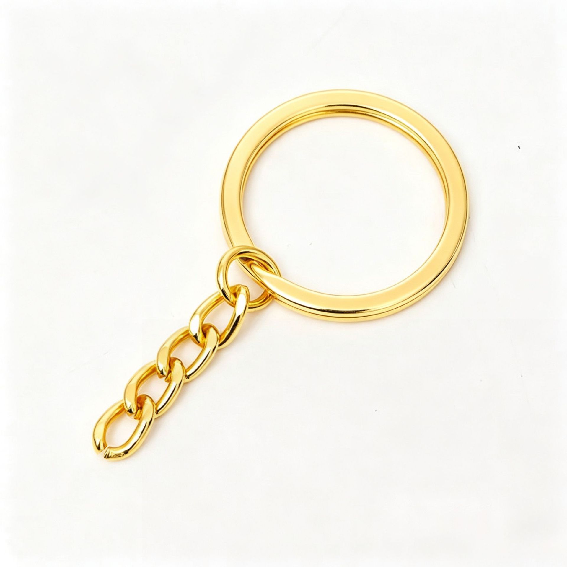 Anillos para llaveros en stock, anillos metálicos para llaveros, anillos planos con cadenas, anillos para llaveros DIY, anillos planos de varios tamaños.