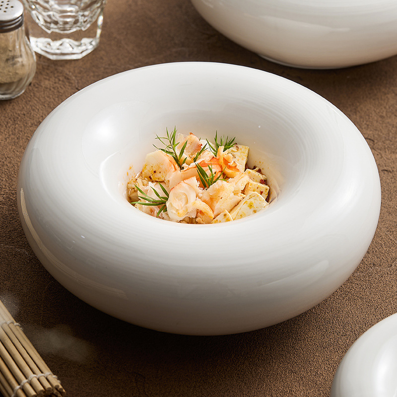 Artistic Conception Dish White Tableware Insulation Plate High-End Hotel Restaurant Special Cold Dish Plate Personalized Plate Dish Plate Deep Plate