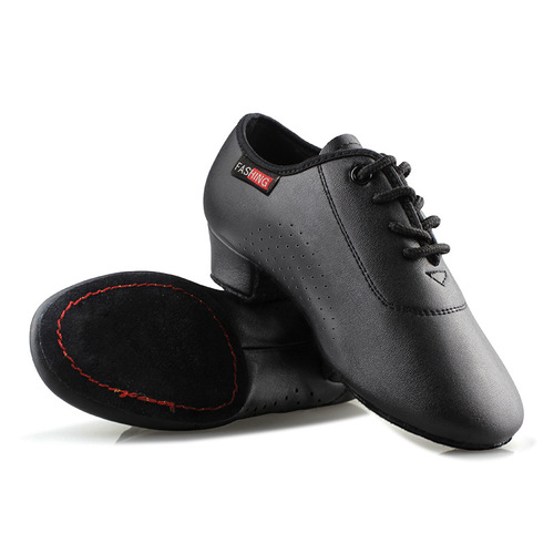 Children's dance shoes, children's Latin dance shoes, men's medium-heeled modern dance performance PU leather shoes, square dance shoes, soft-soled shoes