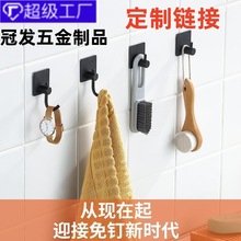 亚马逊不锈钢挂勾免打孔衣帽挂钩壁挂粘钩衣钩单个毛巾钩创意黑色