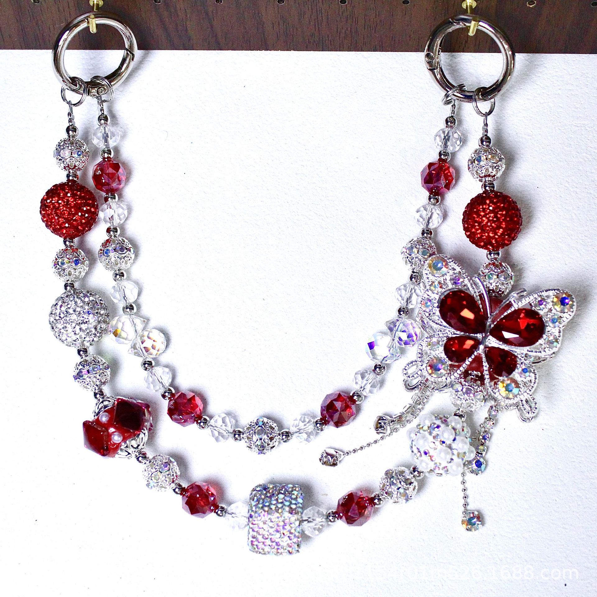 Ins Stereo Butterfly Double-Layer Chain Heavy Industry Rich Woman Bag Chain Fashion Versatile Mobile Phone Hanging Chain Live Broadcast Doll Chain