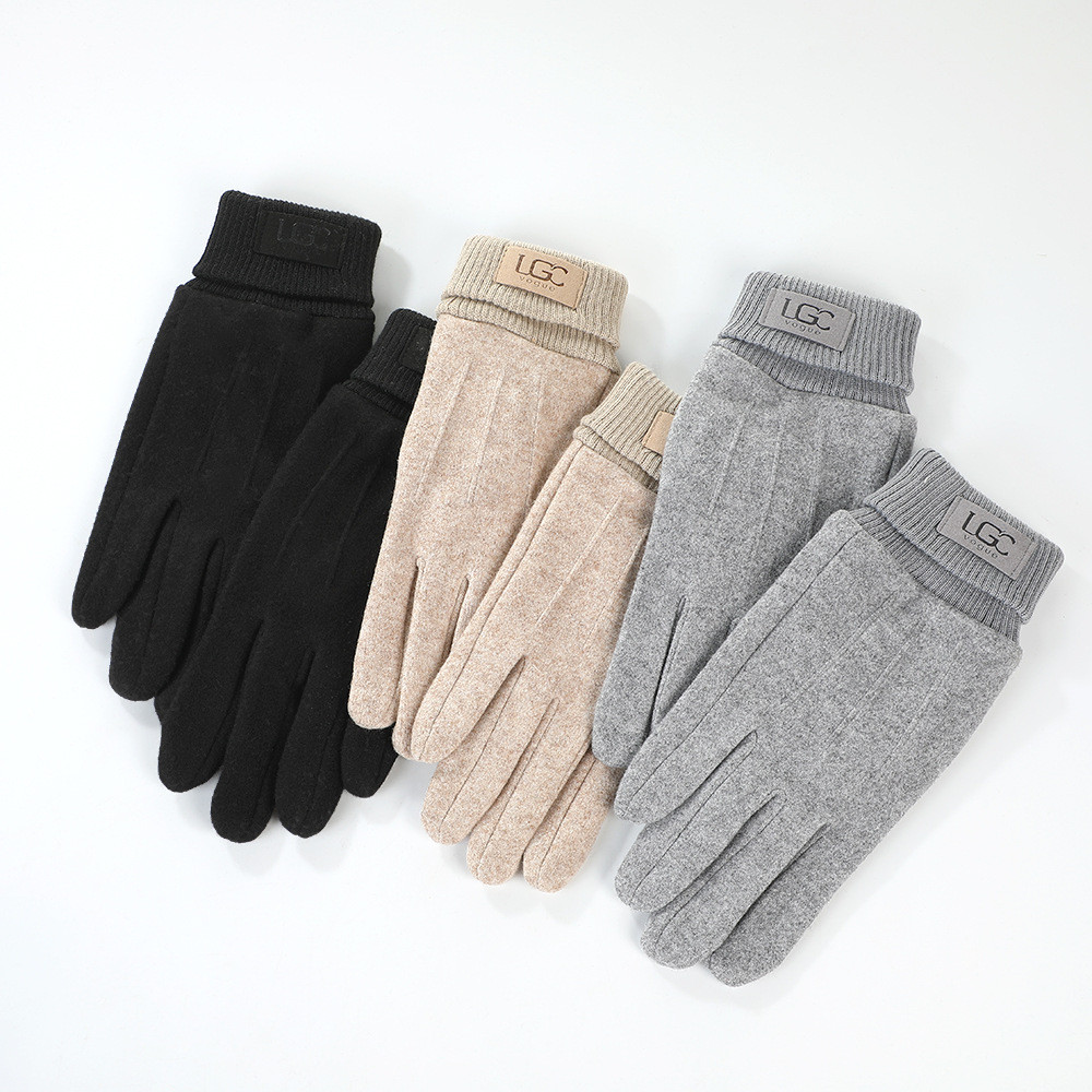 Invierno de las mujeres de felpa guantes calientes de punto de pantalla táctil pareja estudiante engrosada guantes al por mayor