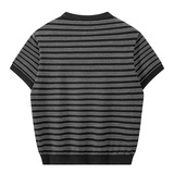 ZH8115-B夏薄款老钱风宽松休闲上衣美式条纹亨利领针织短袖，男装针织衫/毛衣，星座614