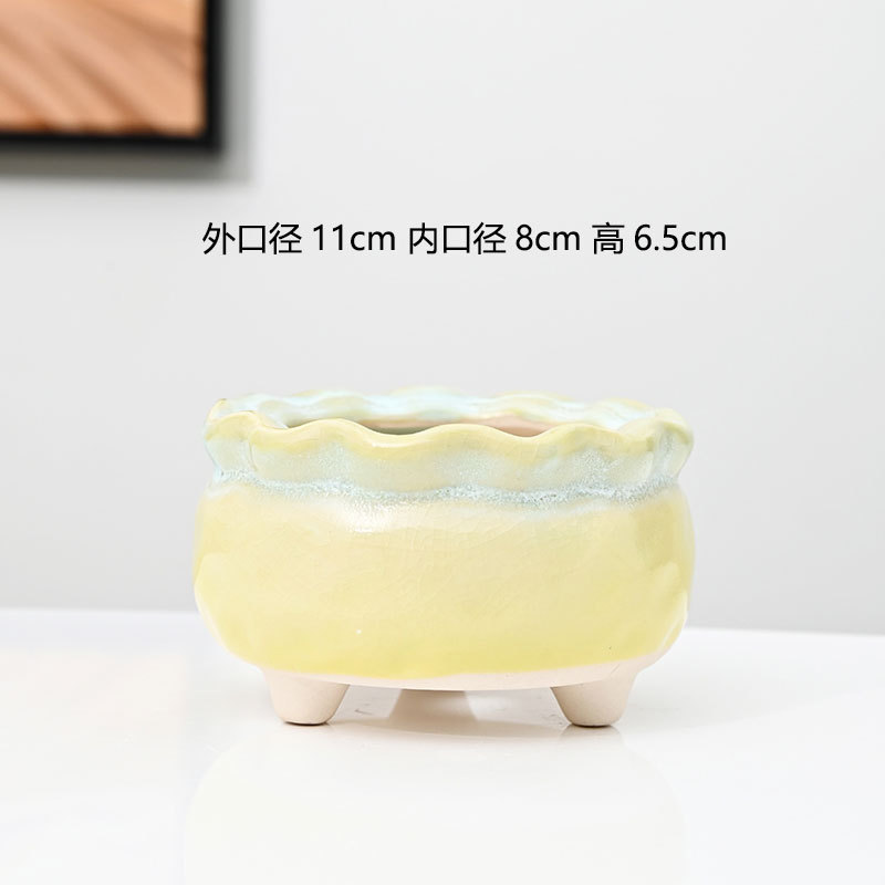 Macetas carnosas agrietadas en hielo, cerámica doméstica, arcilla transpirable, cerámica gruesa, control de raíces, pilas viejas, lavabo especial, liquidación, venta al por mayor