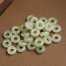 天然和田玉平安扣项链玉石小吊坠女青白玉面包圈平安环挂件吊坠