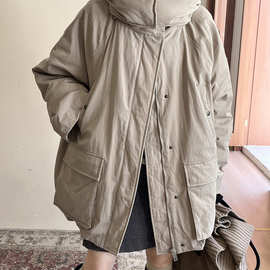 GCTIAOO冬90%白鸭绒可拆卸羊毛领工装防风廓形长羽绒服YA305