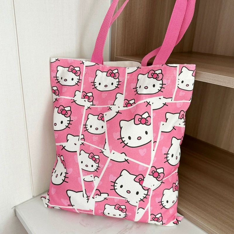 Сумка-шоппер (Hello Kitty), леноподобная, 55% хлопок 45% полиэстер, вместительная 40 см