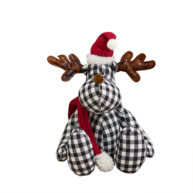 Buscando madera nuevo cuadrado rojo y negro de tela ciervo muñeca de decoración navideña regalos navideños accesorios de ventana