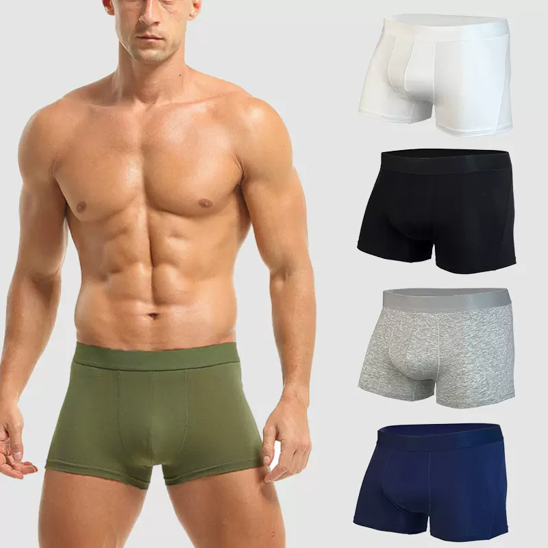 透气肥佬裤外贸高弹纯棉内裤男冬 高档吸汗平角裤大码纯棉内裤男