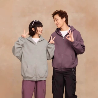 2025新款秋冬拉链男女款卫衣情侣连帽慵懒风加厚宽松落肩外套上衣
