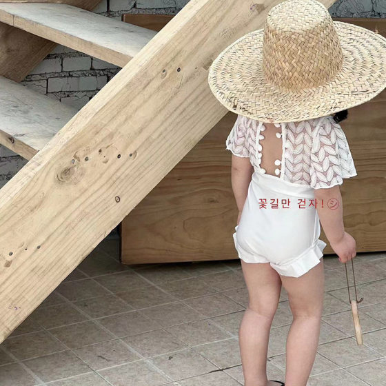 Summer Ins Style Children's Swimwear Girls' Western Style Back Hollow Out Swimwear Children's Leisure Hot Spring Vacation Swimwear