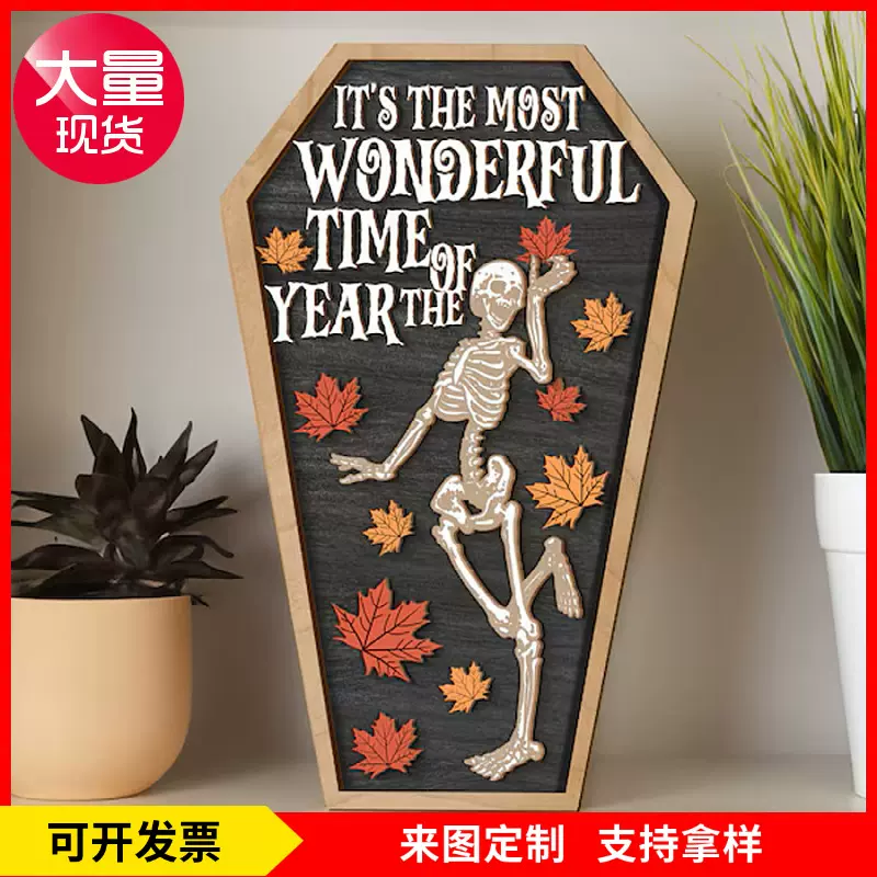 跨境新品爆款万圣节派对聚会装饰氛围感幽灵桌面摆件木质工艺品