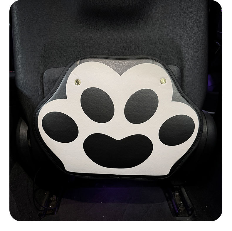 Car Seat Back Anti-Kick Pad for Women Cute Cat Paw Car Leather Seat Back Anti-Fouling Pad Cartoon Protective Pad