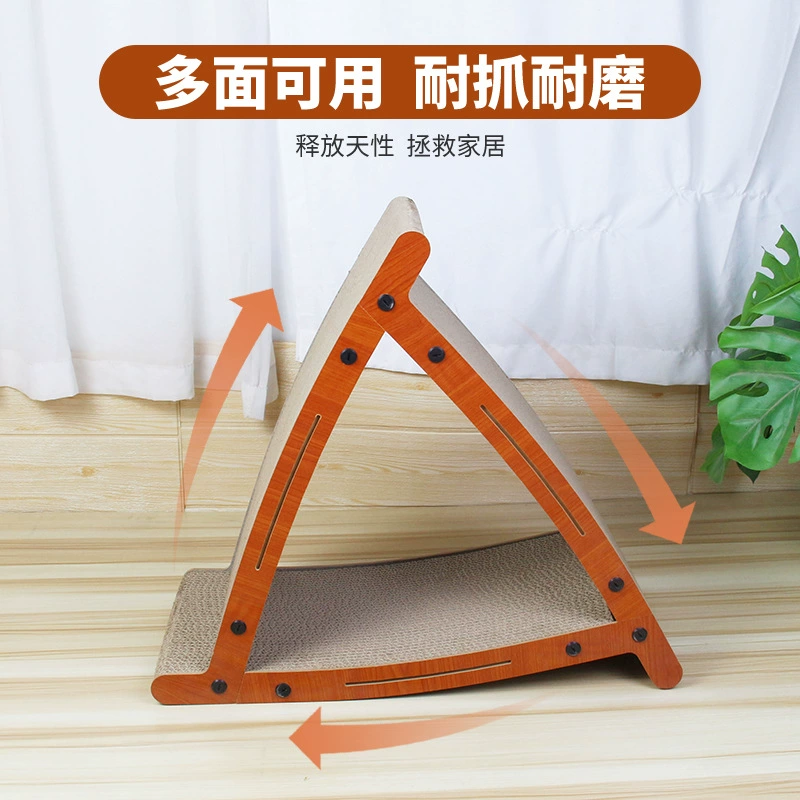 Треугольная Вертикальная кошачья царапина кошачье гнездо интегрированная шестисторонняя точилка для когтей гофрированная бумага прочные принадлежности для игрушек для кошек