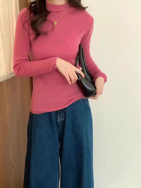 100% メリノウール多用途セーターニットボトムシャツカシミヤ女性の梳毛ウールセーターニットセータートップ|undefined