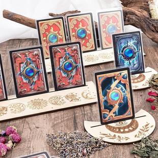 Cross -border new wooden tarot brackets, Moon Speed on Tarot Altar Station Moon shape and rectangular card