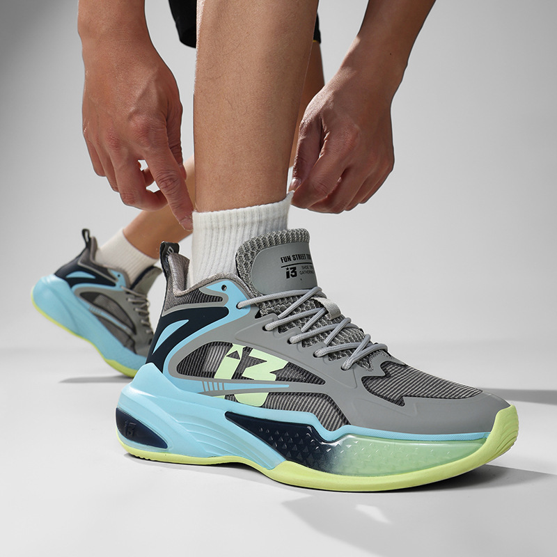 Iverson Practical Basketball Shoes, High-Top Mesh Breathable, Wear-Resistant, Non-Slip Sports Shoes, Middle School Students' Basketball Training Shoes