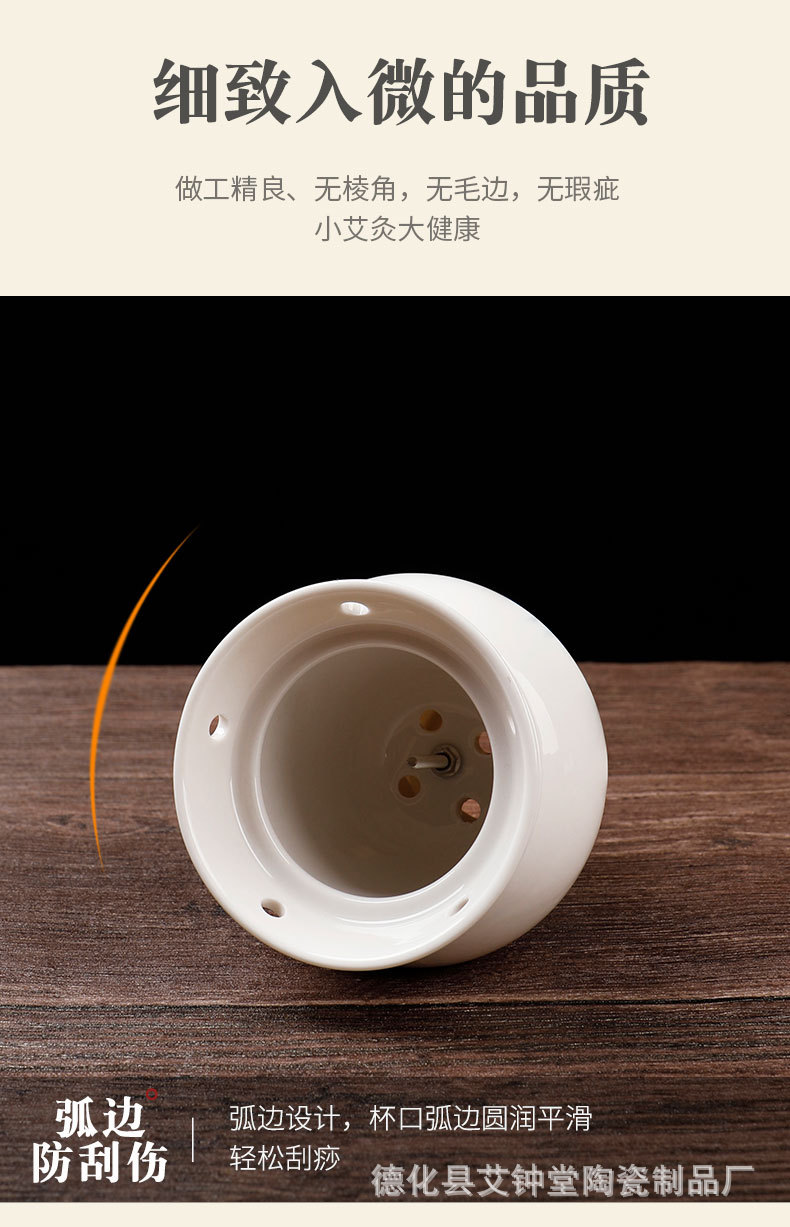 Ceramic Moxibustion Jar with Gua Sha Cup Jade Pot Design Blue Peony Glaze Warm Therapy Device for Home Use preparation