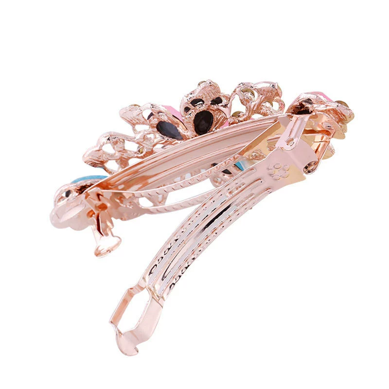 Pearl Bow Hair Clip, Decorative Rhinestone Hairgrip, Ponytail Clip, 6.7×3.6 cm, 25 g