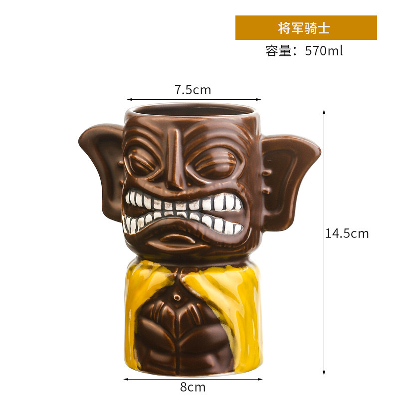 Taza de cóctel hawaiana taza de cerámica creativa taza de tic-tac - toe taza de cara de totem taza de macaco taza zombie taza de papagaio taza