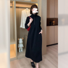 休闲卫衣连衣裙女2025春季新款洋气质显瘦收腰中长款过膝打底长裙