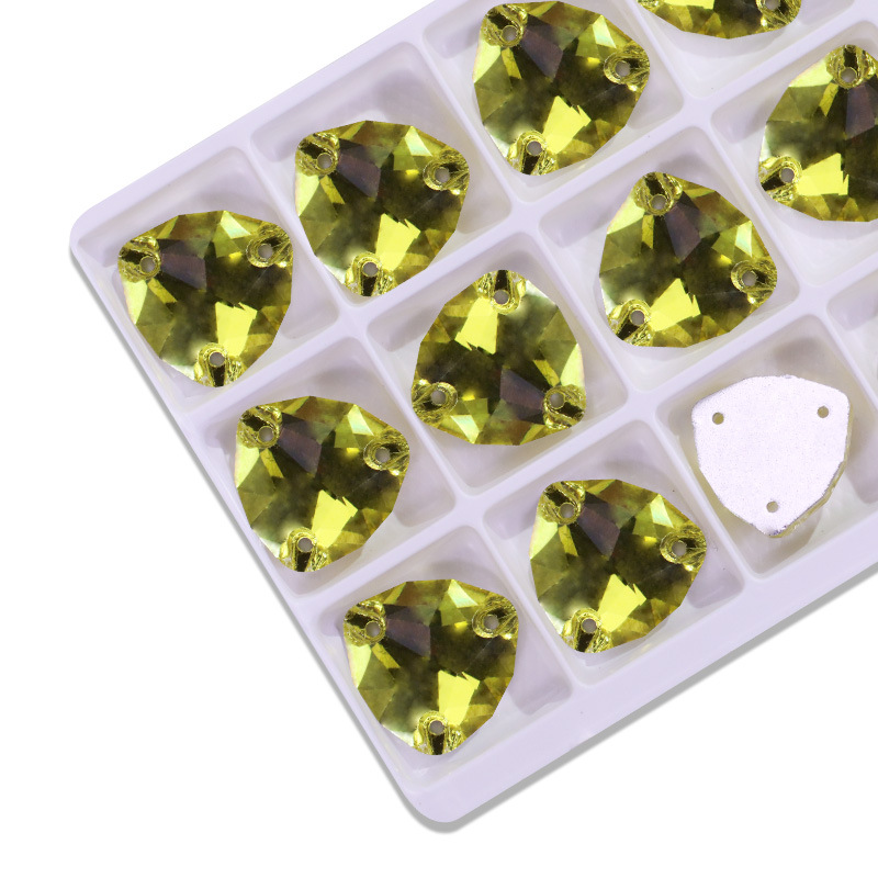 Triángulo gordo plano taladro de costura de mano triángulo gordo de vidrio de botón plano accesorios joyería DIY accesorios de ropa taladro