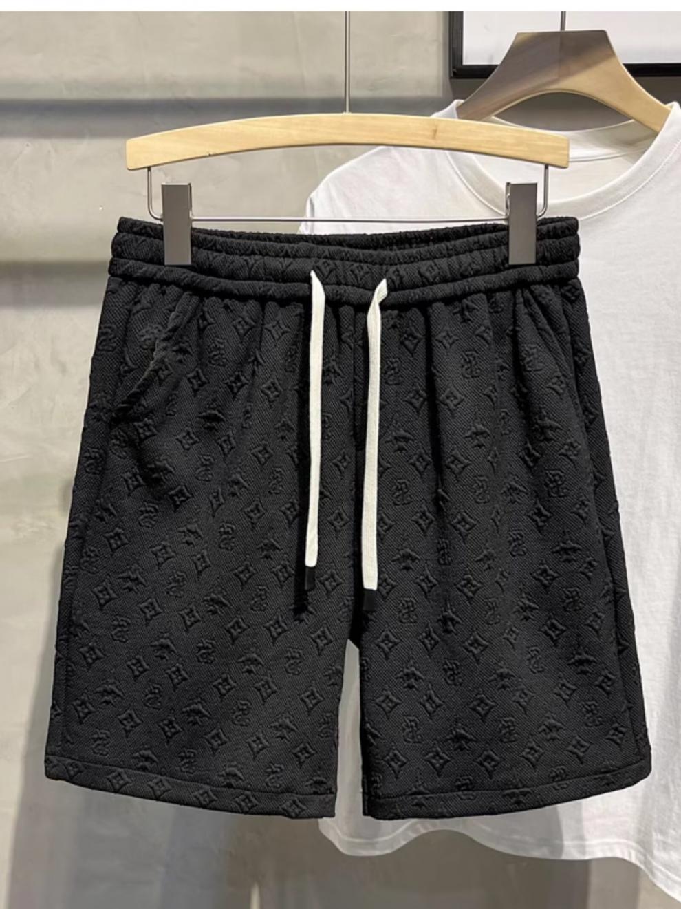 Short décontracté ample pour homme, style fin et tendance, couleur unie, jacquard cinq points, idéal pour l'été._voghion.com