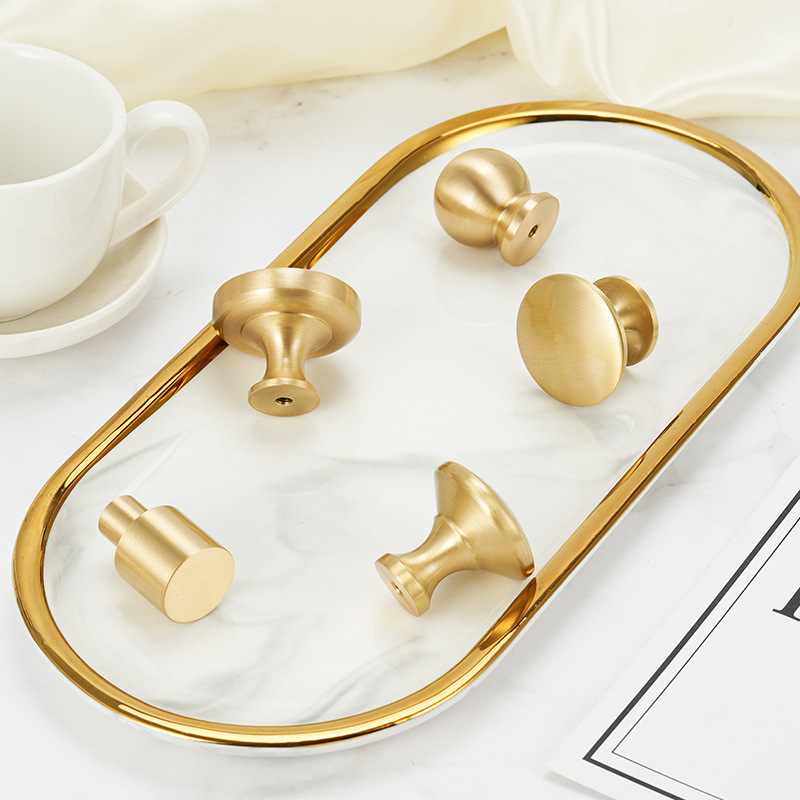 新中式簡約純黃銅實心圓球單長孔拉手家具五金衣鞋櫃抽屜櫃門把手