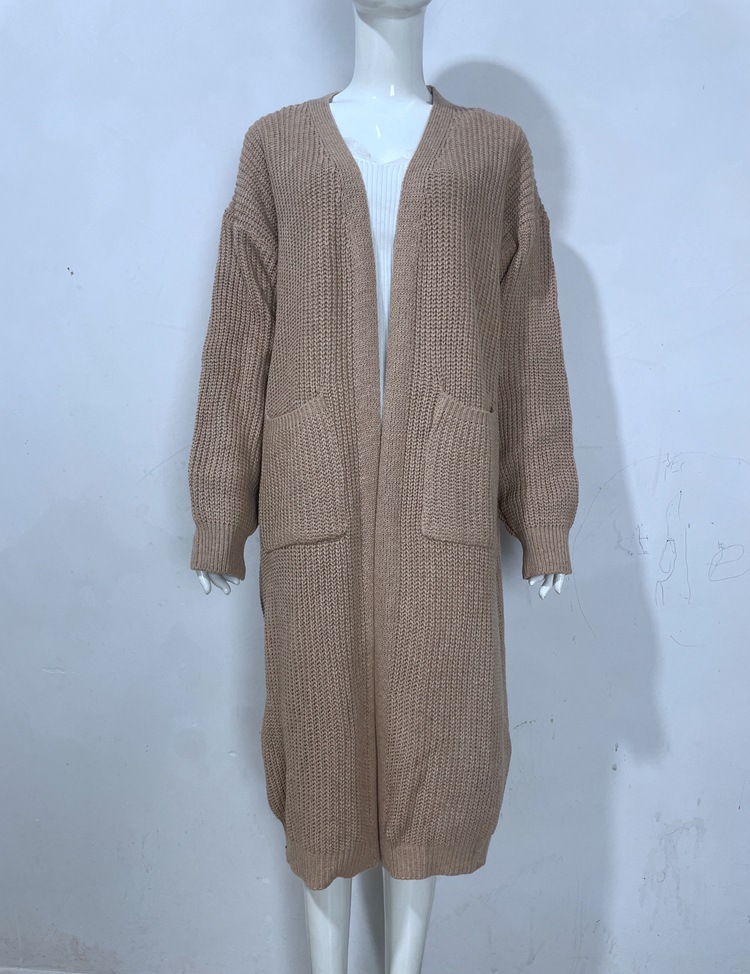 Cardigan maglione sciolto da donna con maniche a lanterna_voghion.com