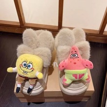 可爱兔耳朵厚底棉鞋女冬季新款防滑短靴加绒保暖海绵宝宝雪地靴女