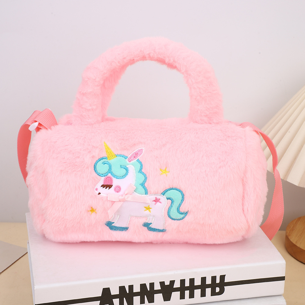 Nuevo cartón de dibujos animados portátil diagonal bolsas de hombro unicornio bolsas de juguetes de peluche para niños agarrar muñecas bolsas de regalo