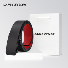CARLE KELLEN Red Belt Gift for Men's Lucky Year Leather Belt with High-End Automatic buckle Pure Cowhide