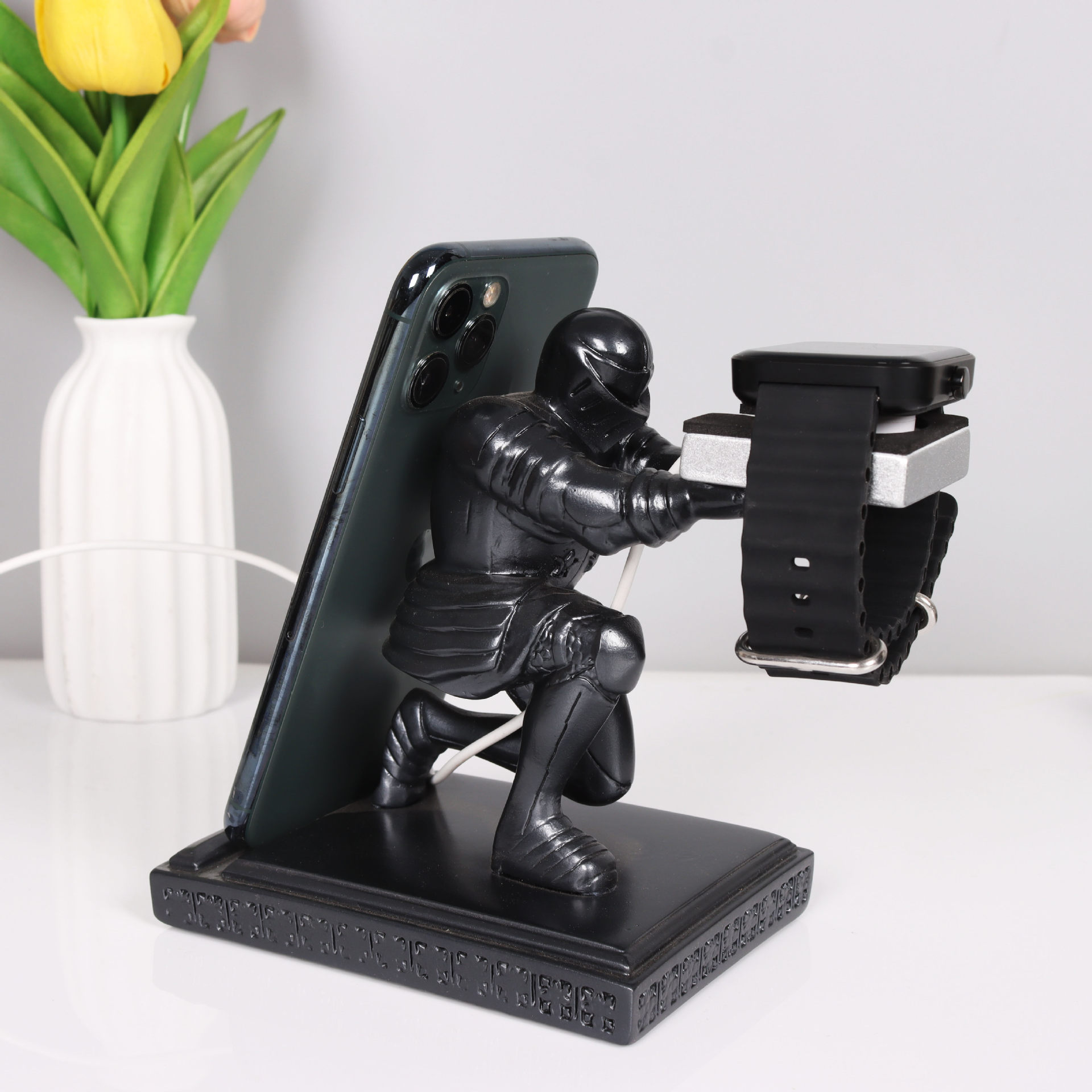 Aplicable para samurai Huawei soporte de carga inalámbrica soporte de teléfono móvil base adornos Apple S9 reloj de carga creativa