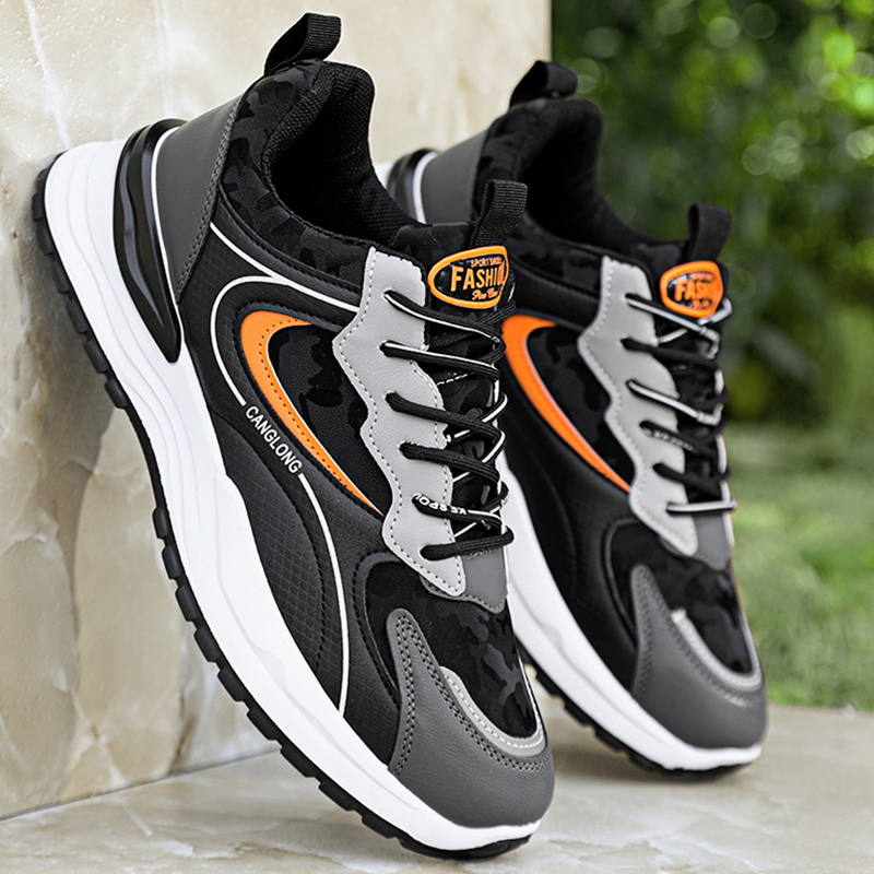 Zapatos Deportivos de Primavera para Hombre, Nuevos Zapatos Casuales de Cuero Impermeables Antideslizantes Negros para Hombre, Zapatos Deportivos para Correr para Hombre