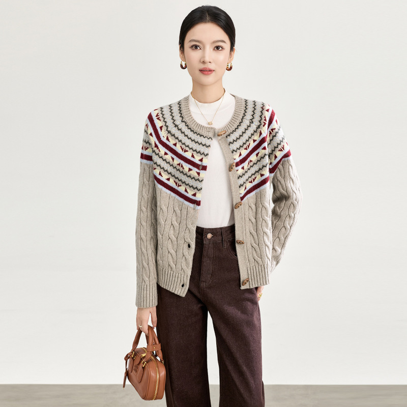 2517202-Festive Fair Isle Retro Three-Dimensional Zigzag Pattern Wool Thickened Sweater Knit Cardigan Style 2517202-Festive Fair Isle Retro Three-Dimensional Zigzag Pattern Wool Thickened Sweater Knit Cardigan Style