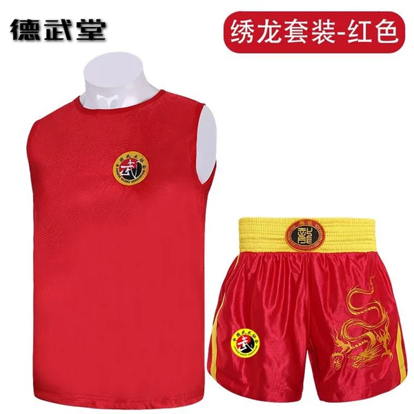 Martial Arts Clothing, Fighting Shorts, Tops, Muay Thai Sports, Men's and Women's Children's Martial Arts Training Clothes, Embroidered Dragon Short-Sleeved Quick-Drying Clothes