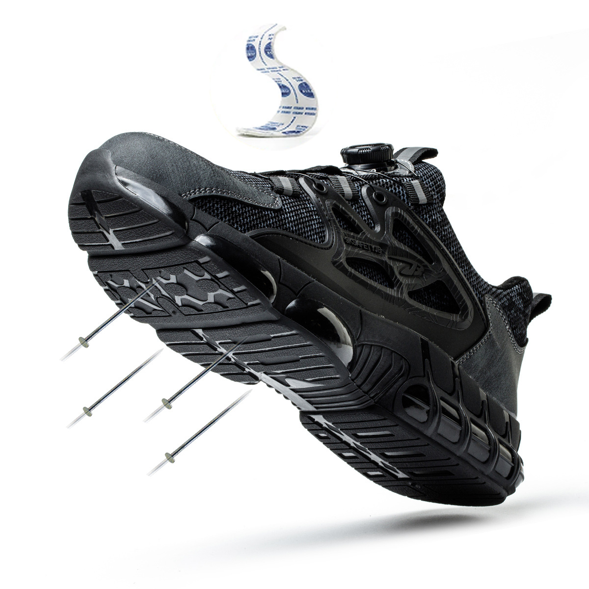 Zapatos de Trabajo de Seguridad Anti-impacto con Botón de Malla de Tejido Volador, Antipunciones, para Construcción image 4