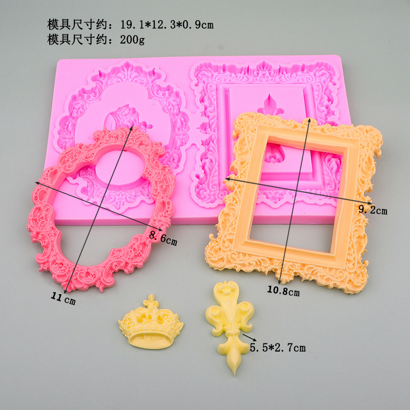 Barroco estilo europeo retro marcos de perlas moldes de silicona crown flip pastel horneado molde de goteo molde de pegamento
