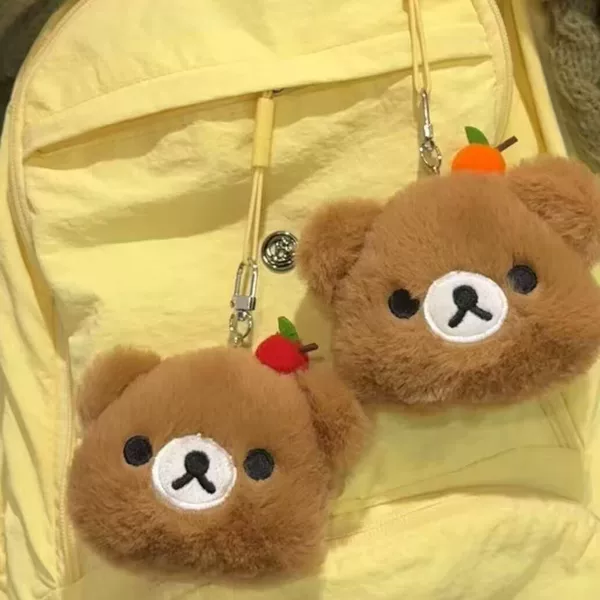 Plush Rilakkuma Pendant, Small Apple Rilakkuma Student Bag Pendant, Keychain, Female Backpack Small Ornament, Car Decoration