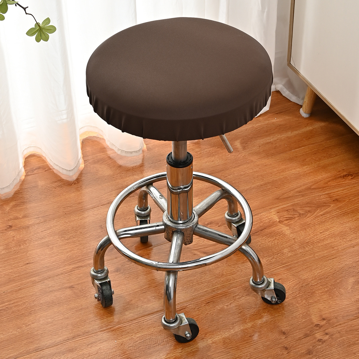 Amazon transfronterizo color sólido elástico brillante cubierta de taburete redondo cubierta de barbería general cubierta de taburete redondo cubierta de silla cubierta