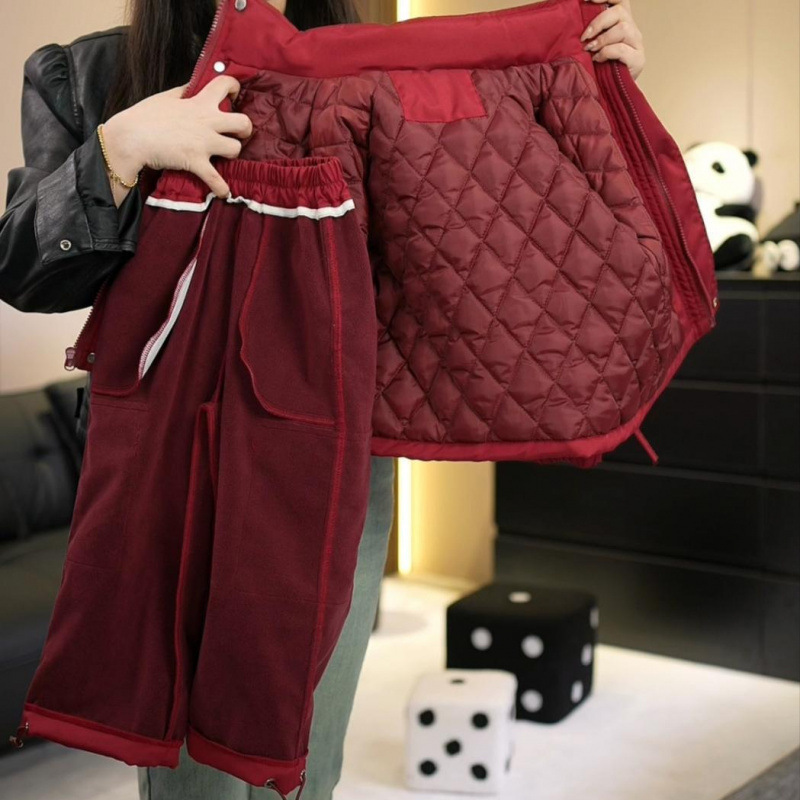 걸스 후드 재킷 누빔안감 충전 옷 투피스 2024 새로운 투피스 의상 냉간 성격