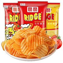 丽丽薯片100g大波浪土豆片小吃零食整箱番茄海苔香葱辣味休闲食品