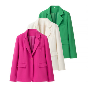 Foreign trade list! Spring and Summer New European and American Style Women's Fashionable Elegant Long-sleeved Single-breasted Pocket Laps Suit Jacket