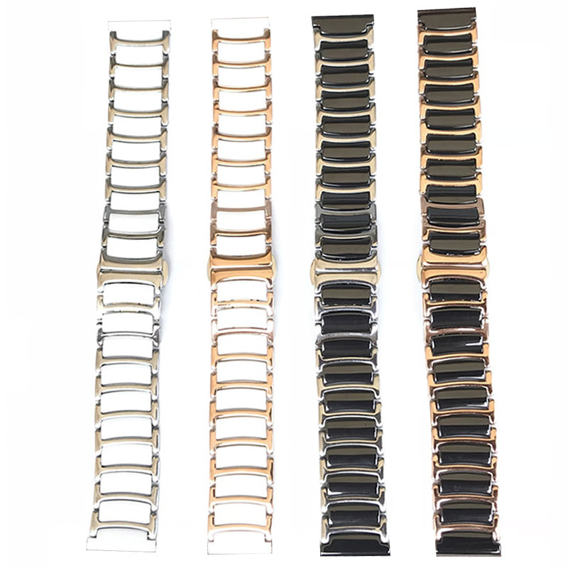 Stainless Steel Smart Quick-release Ceramic Strap Butterfly Buckle Watch Chain 20 22mm Fit Huawei GT2 Samsung