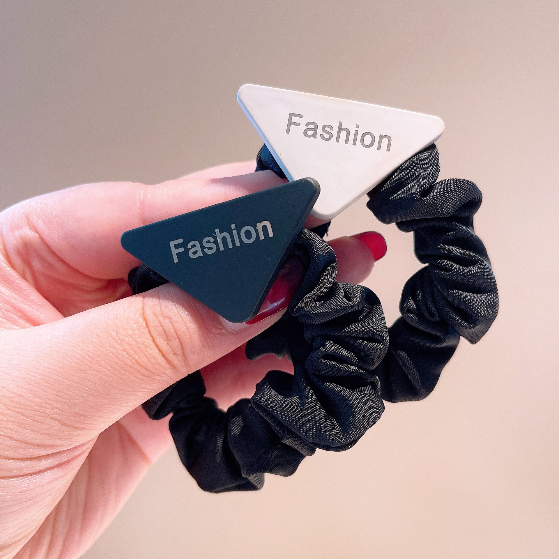 Fashion Inverted Triangle Letters Solid Color Hair Scrunchies Wholesale Nihaojewelry display picture 7