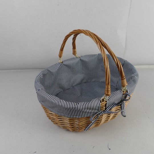 Cesta de picnic de ratán personalizada de fábrica cesta de mano de almacenamiento de doble mango cesta de verduras de regalo hecha a mano cesta de mimbre transfronteriza