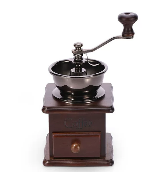 Retro Beech Wood Hand-Cranked Coffee Grinder, Ceramic Core Grinder, Household Manual Coffee Grinder