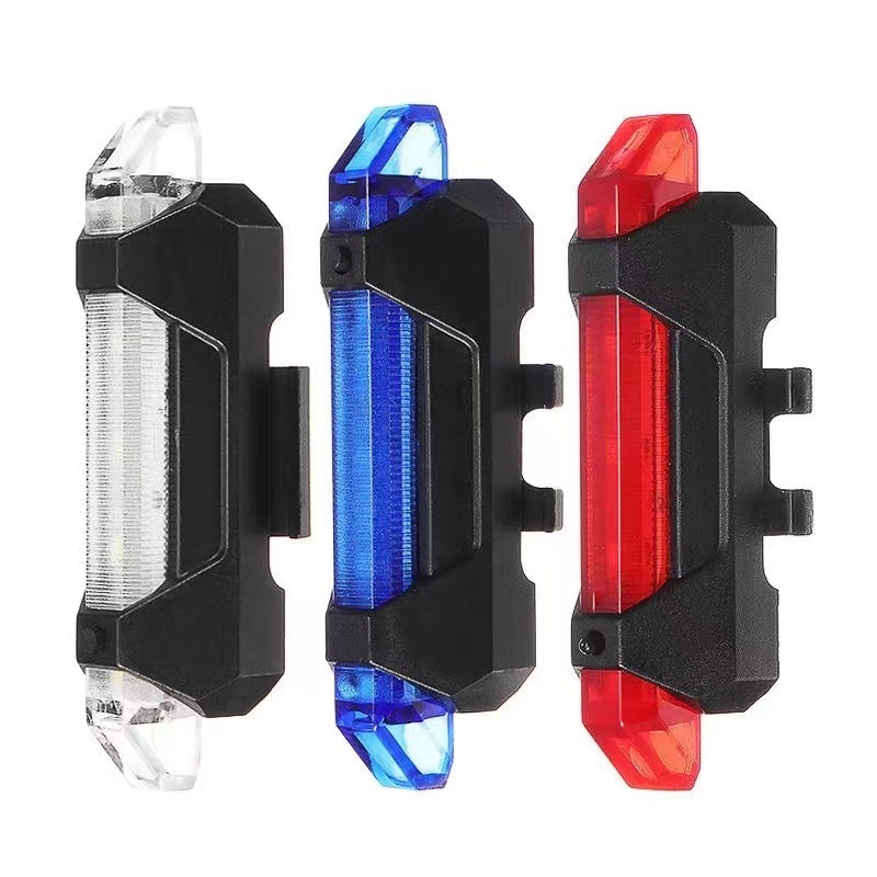 Transfronteriza bicicleta de montaña luz trasera de carga USB luz de advertencia equipo de conducción nocturna accesorios resaltan 5LED blanco inteligente
